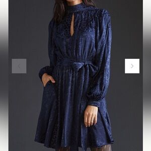 NWT Anthropologie navy Jacquard Mini Dress size xs